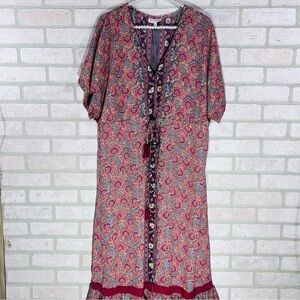 Anthropologie Boemo Paisley Maxi Boho Dress Size M